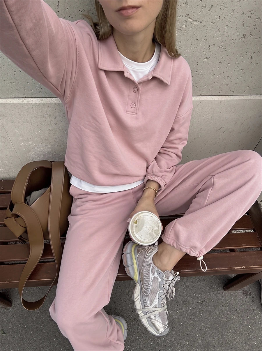 Hirsionsan 2026 Cross border Yellow Hooded Zipper Hoodies Set Casual Cardigan Drawstring Wide Leg Sport Pants Two Pieces Set